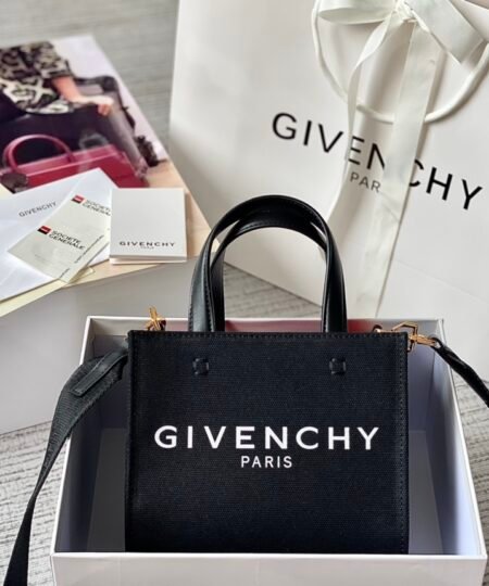 Givenchy Medium G Tote Shopper Bag Canvas Black/Red For Women, Women's Handbags, Shoulder Bags 7.5in/19cm GVC