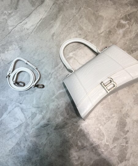 Balenciaga Hourglass Small Handbag In White, For Women, Women's Bags 9in/23cm 5935461LR6Y9016