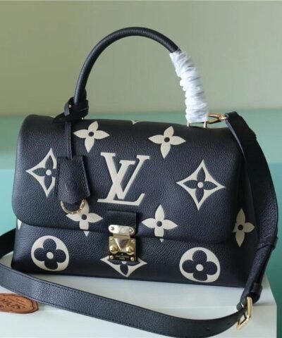 Louis Vuitton Madeleine MM Monogram Empreinte Black / Beige For Women, Women's Handbags, Shoulder and Crossbody Bags 11.8in/30cm LV
