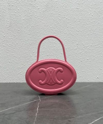 Celine Oval Minaudiere Cuir Triomphe Pink For Women 6in/11.5cm