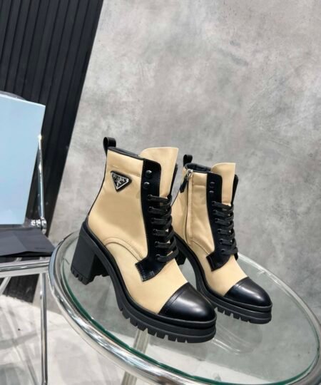 Prada Tronchetti Lace-Up Boot Beige For Women PRD