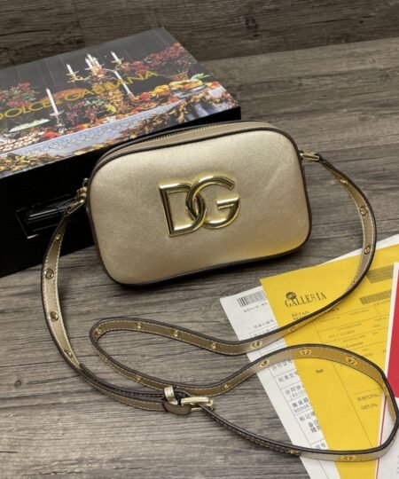 Dolce Gabbana Crossbody 3.5 Bag Gold For Women 7.5in/19cm DG