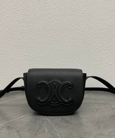 Celine Folco Cuir Triomphe Black For Women 7in/19cm 198263DU3.38NO