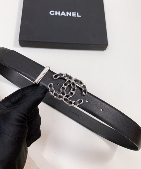 Chanel Belt With Double C Buckle Black With Silver Hardware Women Belt