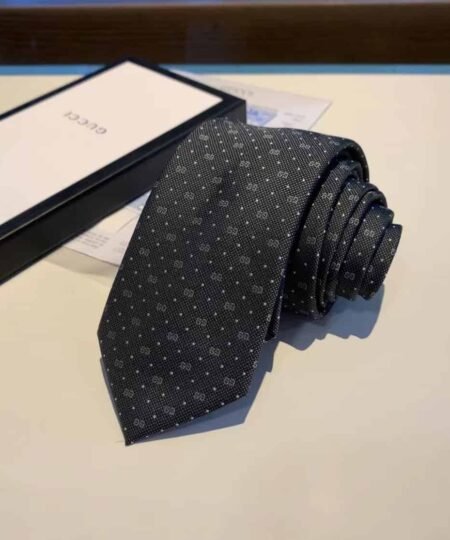 Alternative view of Gucci Double G And Polka Dot Silk Jacquard Tie Black GG Men Tie 699659 4E002 4068