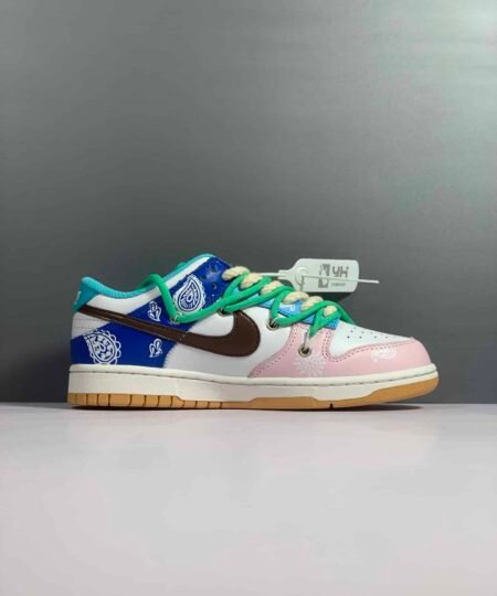 Alternative view of Nike SB Dunk Low Top Pink White Blue With Brown Nike Swoosh Sneaker For Men, Men's Shoes