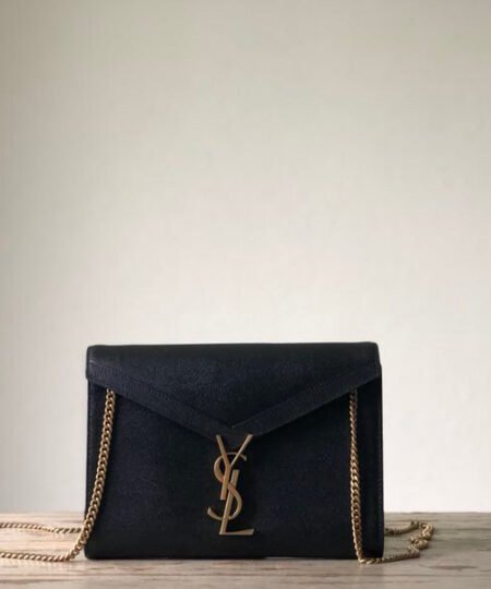 Saint Laurent Cassandra Flap-Front Crossbody Bag Black For Women 8.7in/22cm YSL
