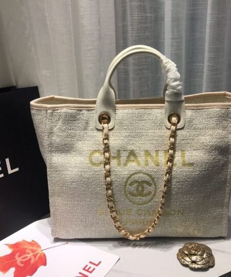 Alternative view of Chanel Deauville Tote Tweed Canvas Bag Fall/Winter Collection, Beige For Women 15in/38cm