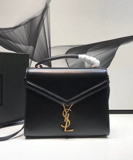 Saint Laurent Cassandra Medium Top Handle Bag In Grain Black For Women 9.6in/24.5cm YSL 623931BOW0W1000