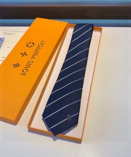 Louis Vuitton Ecu Tie Charcoal Blue LV Men Tie