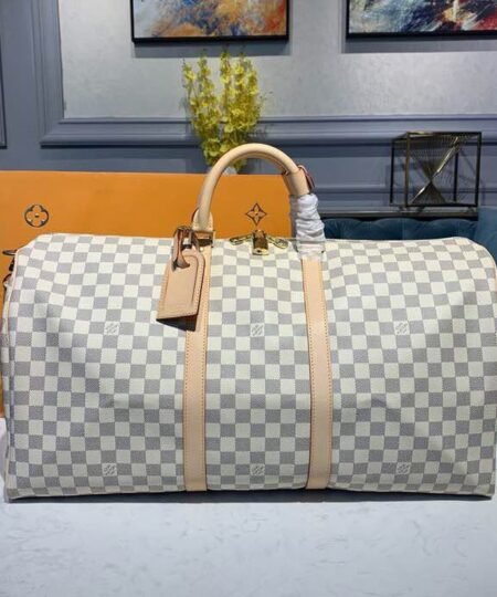 Alternative view of Louis Vuitton Keepall Bandouliere 55 Damier Azur Canvas For Women, Women's Handbags, Travel Bags 21.7in/55cm LV N41429