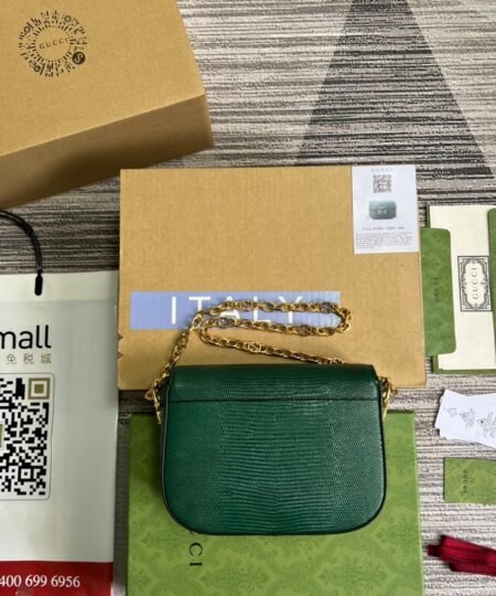 Alternative view of Gucci Horsebit 1955 Lizard Mini Bag Green For Women, Women's Bags 8in/20cm GG 675801 LUZ0G 3154