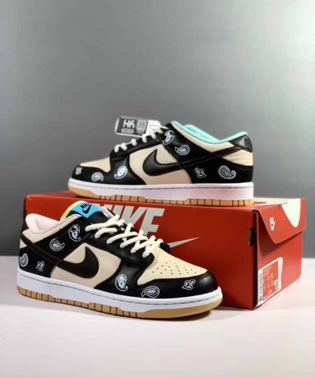 Nike Dunk Low Essential Paisley Pack Black and Beige Sneaker For Men, Men's Shoes