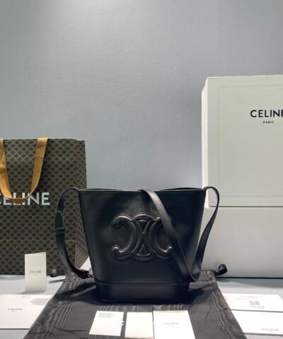 Celine Small Bucket Cuir Triomphe Black For Women 9in/22cm 198243DU3.38NO