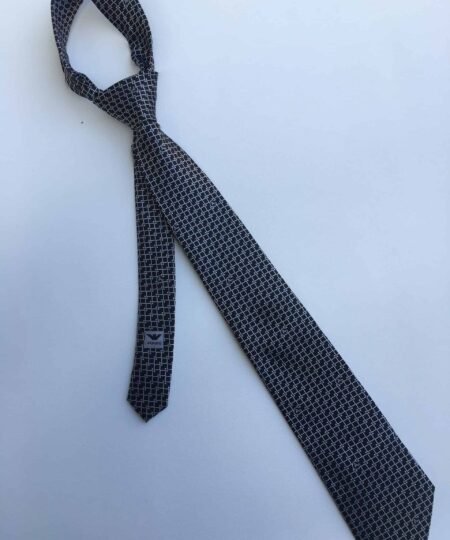 Armani Silk Tie With Geometric Motif Black Armani Men Tie