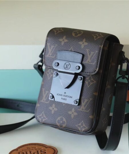 Louis Vuitton S-Lock Vertical Wearable Wallet Monogram Macassar Black For Men, Men's Bags, Shoulder And Crossbody Bags 7.5in/19cm LV M81522