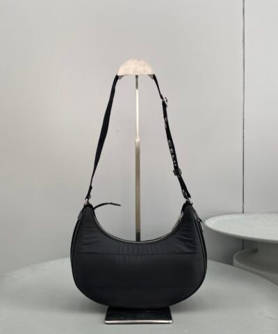Celine Medium Ava Bag With Celine Strap In Quilted Nylon Black For Women 9in/23cm 196972DLI.38SI