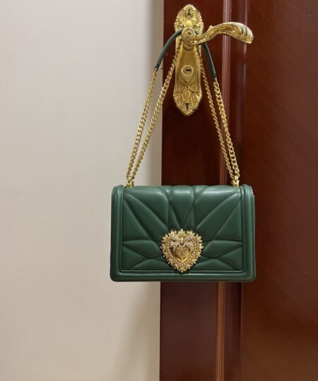 Dolce Gabbana Large Devotion Bag In Quilted Nappa Green For Women 10in/26cm DG