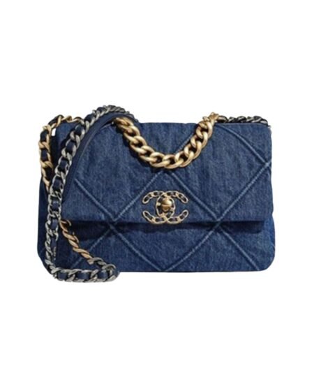 Chanel 19 Handbag Denim Blue For Women 10.1in/26cm AS1160 B02876 N6832