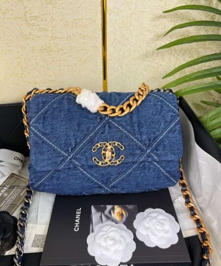 Alternative view of Chanel 19 Handbag Denim Blue For Women 10.1in/26cm AS1160 B02876 N6832