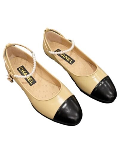 Chanel Ballerina Logo Shoes Beige For Women