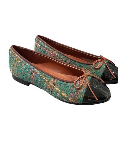 Chanel Ballet Flats Green For Women G02819 B13395 NP763