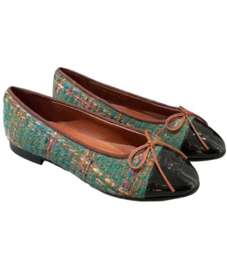 Chanel Ballet Flats Green For Women G02819 B13395 NP763