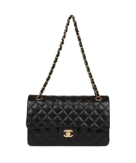 Chanel Classic Handbag Gold Toned Hardware Black For Women, Women's Bags, Shoulder And Crossbody Bags 10.2in/26cm A01112