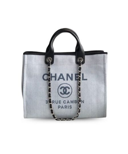 Chanel Deauville Tote 38cm White Gray For Women A66941