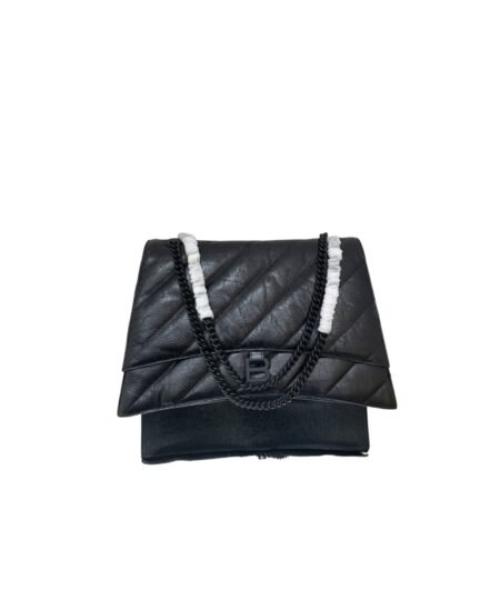 Balenciaga Crush Large Chain Bag Quilted In Black For Women 15.7in/ 40cm