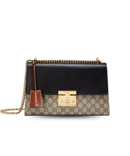 Gucci Padlock Medium GG Shoulder Bag Beige/Ebony Supreme Canvas For Women, Women's Handbags, Crossbody Bags 12in/30cm GG 409486