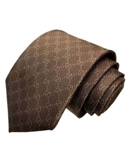 Gucci Pattern Silk Tie Brown For Men