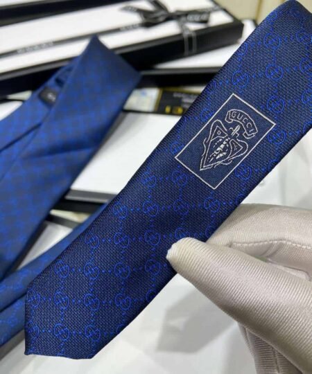 Alternative view of Gucci Pattern Silk Tie Navy Blue For Men