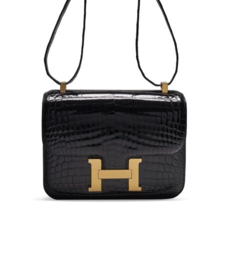 Hermes Constance 23 Pattern Crocodile Black For Women, Women's Handbags, Shoulder Bag 9in/23cm