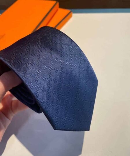 Alternative view of Hermes Faconnee H Tie Navy Blue For Men