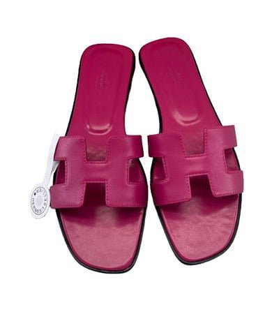 Hermes Oran Sandal Dark Pink For Women