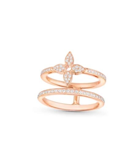 Louis Vuitton Idylle Blossom Two-Row Ring, Pink Gold And Diamonds For Women- Q9N42I