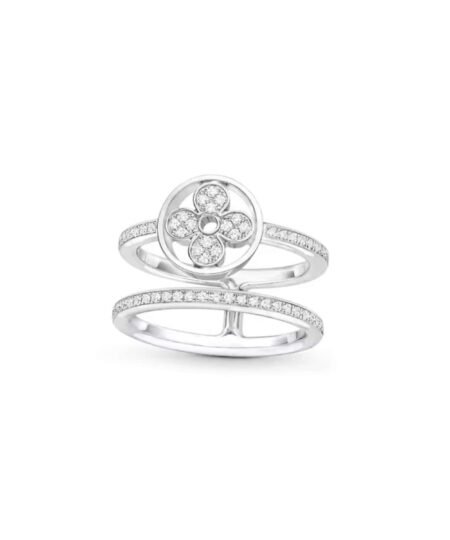 Louis Vuitton Idylle Blossom Two-Row Ring, White Gold And Diamonds For Women- Q9N44F