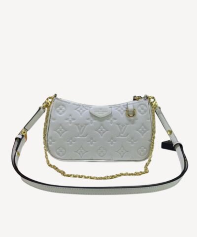 Louis Vuitton Easy Pouch On Strap Monogram Empreinte Creme White For Women 7.5in/19cm LV M81066