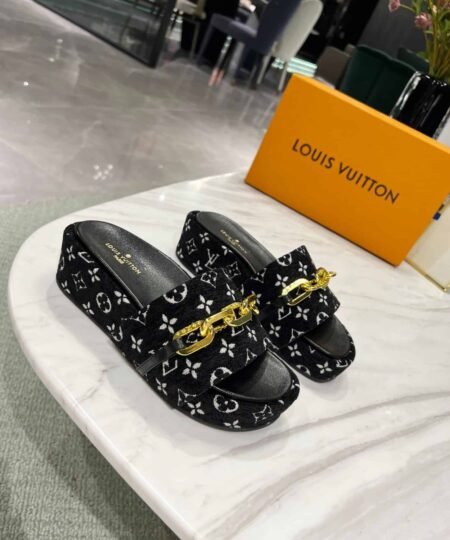 Louis Vuitton Jumbo Flatform Mule Black For Women LV