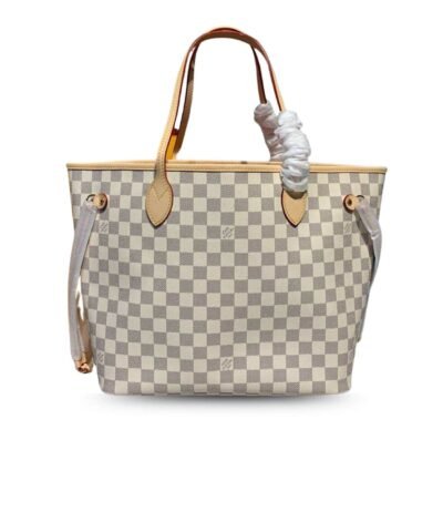 Louis Vuitton Neverfull MM Tote Bag Damier Azur Canvas Rose Ballerine Pink For Women, Women's Bags, Shoulder Bags 12.2in/31cm LV N41605