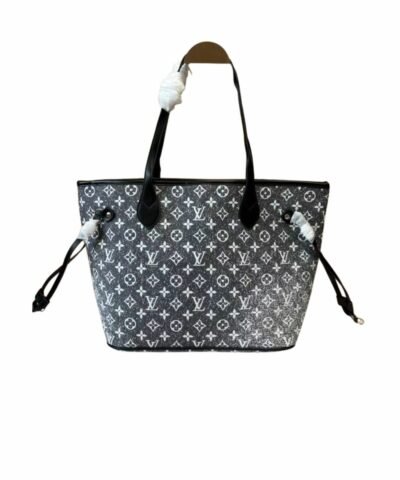 Louis Vuitton Neverfull MM Monogram Jacquard Denim Totes Bag Grey For Women 12.2in/31cm M21465