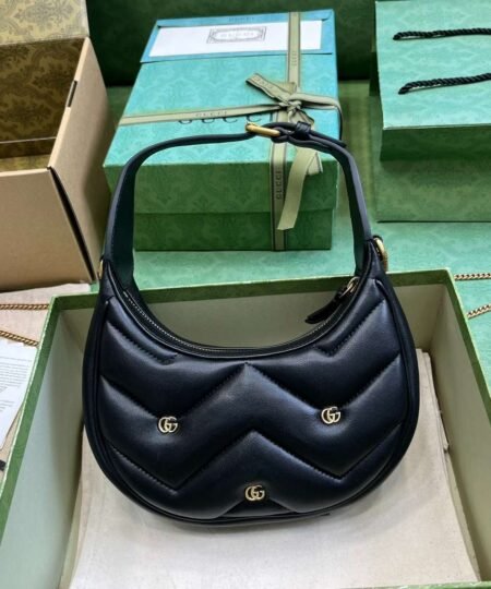 Alternative view of Gucci Marmont Half Moon Shaped Mini Bag Black For Women 21cm / 8.3in 770983 FACK2 1000