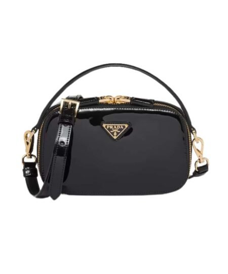 Prada Odette Patent Leather Mini-Bag Black For Women 1BH206_069_F03KJ_V_OVM - 6.8 Inches / 17.5 Cm