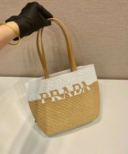 Alternative view of Prada Raffia Tote Bag White And Beige For Women 9.1in/23cm
