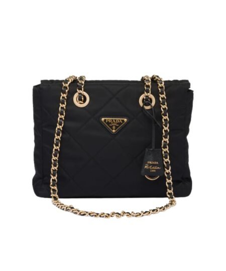 Prada Re-Edition 1995 Chaine Re-Nylon Tote Black Bag For Women 1BG468_2AOS_F0002_V_COO- 25 Cm/ 9.8 Inches