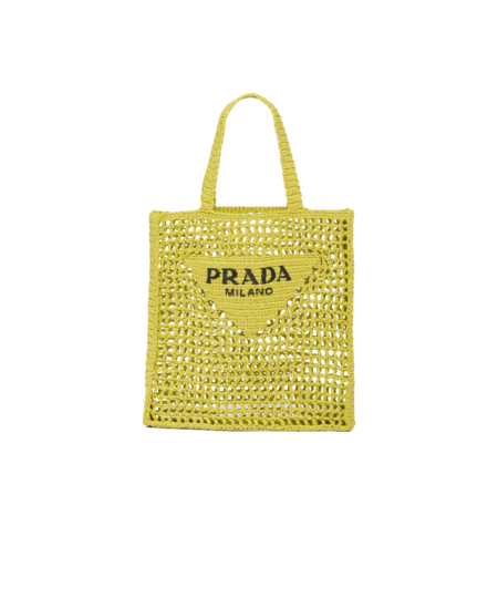 Prada Raffia Tote Bag Citron yellow For Women 1BG393_2A2T_F0322_V_OOO 14.9in/38cm