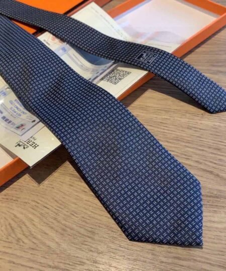 Alternative view of Hermes Tie 7 Faconnee New H Navy Blue For Men