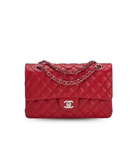 Chanel Classic HandBag Red For Women 9.9in/25.5cm A01112