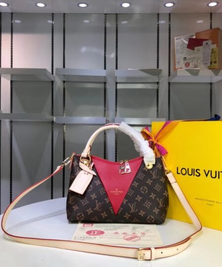 Louis Vuitton V Tote BB Monogram Canvas Cerise Red For Women, Women's Bags, Shoulder And Crossbody Bags 10.6in/27cm LV M43966
